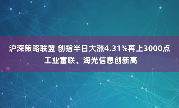 沪深策略联盟 创指半日大涨4.31%再上3000点 工业富联、海光信息创新高