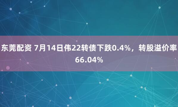 东莞配资 7月14日伟22转债下跌0.4%，转股溢价率66.04%